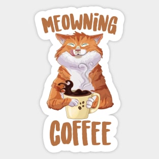 Meowning Coffee Cute Cat Sticker